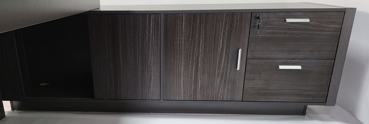 Large Modern Grey Oak Executive Office Desk with Built in Storage - 2400mm - LX-D04