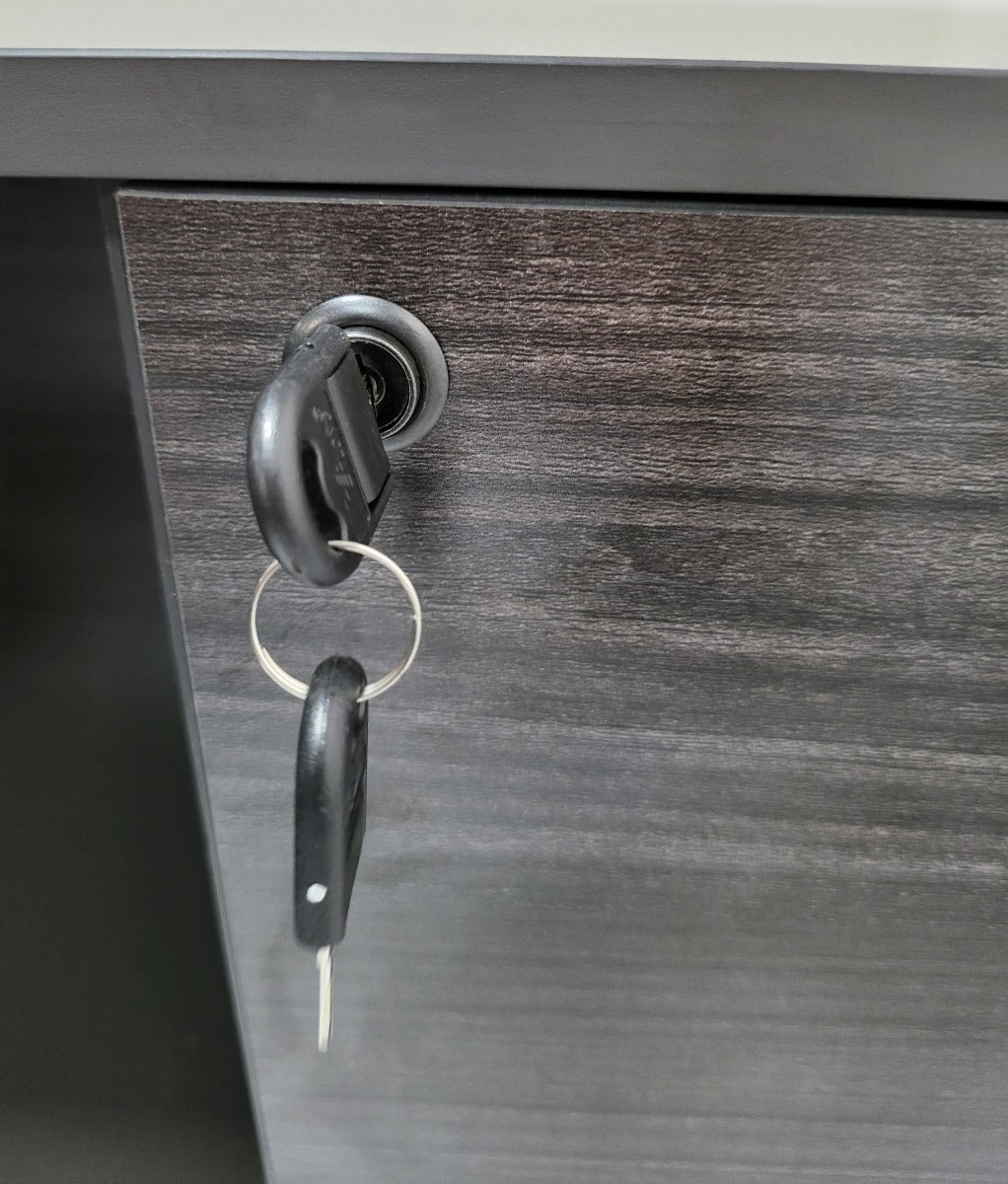 Large Modern Grey Oak Executive Office Desk with Built in Storage - 2400mm - LX-D04