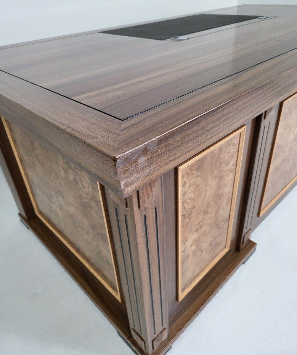 Light Oak Executive Office Desk with Pedestal & Return - 2000mm - KW19