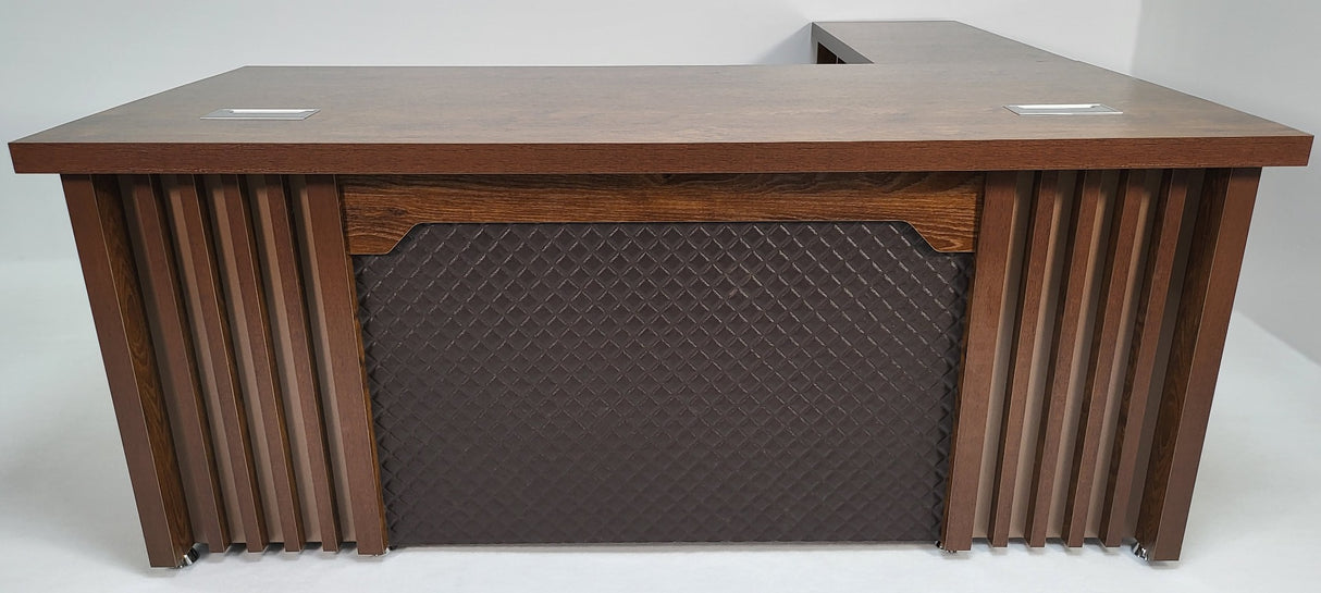 Dark Oak Executive Office Desk with Desk High Side Return and Pedestal - 2200mm - 8871