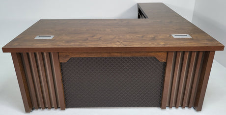 Dark Oak Executive Office Desk with Desk High Side Return and Pedestal - 2200mm - 8871