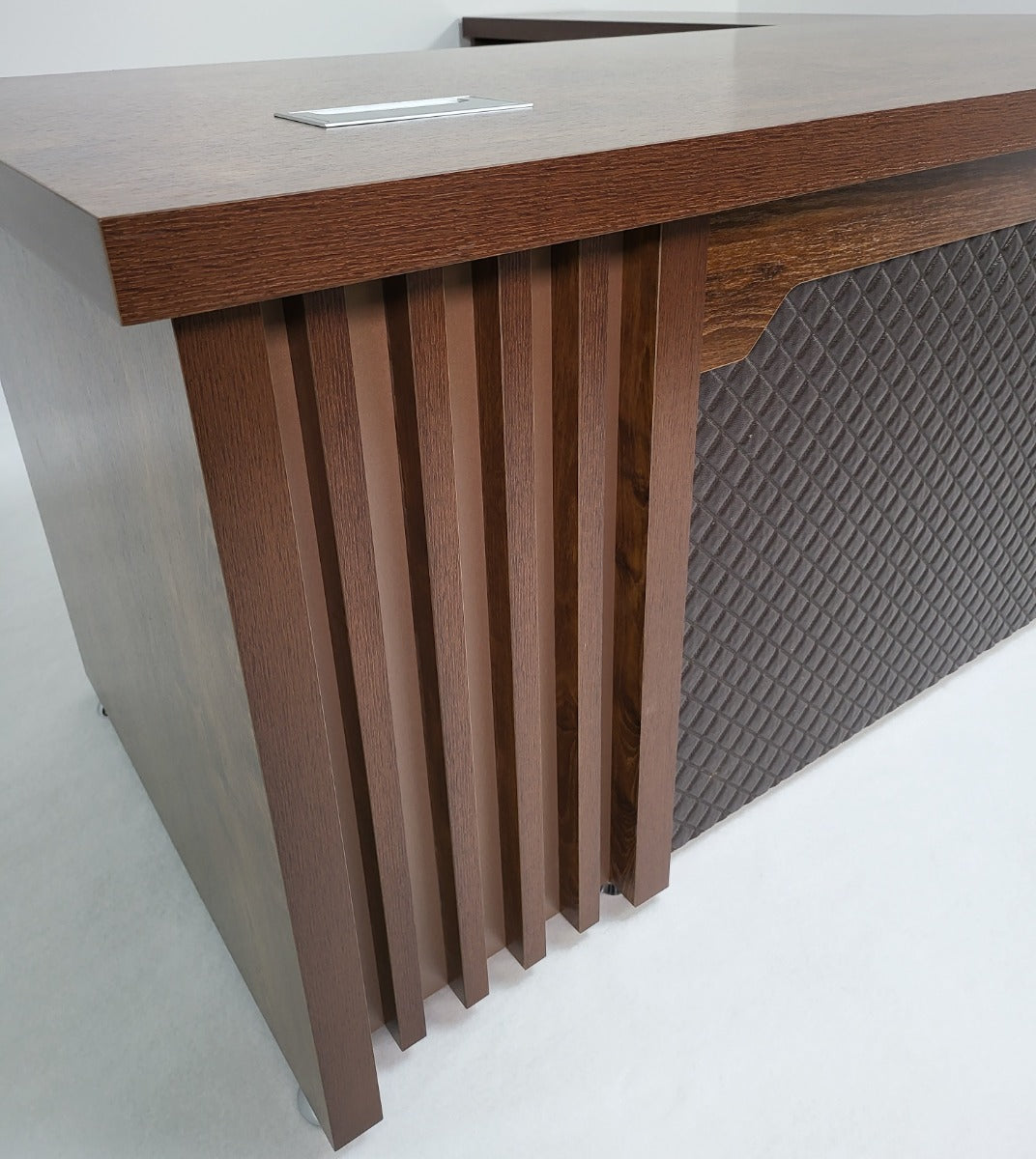 Dark Oak Executive Office Desk with Desk High Side Return and Pedestal - 2200mm - 8871