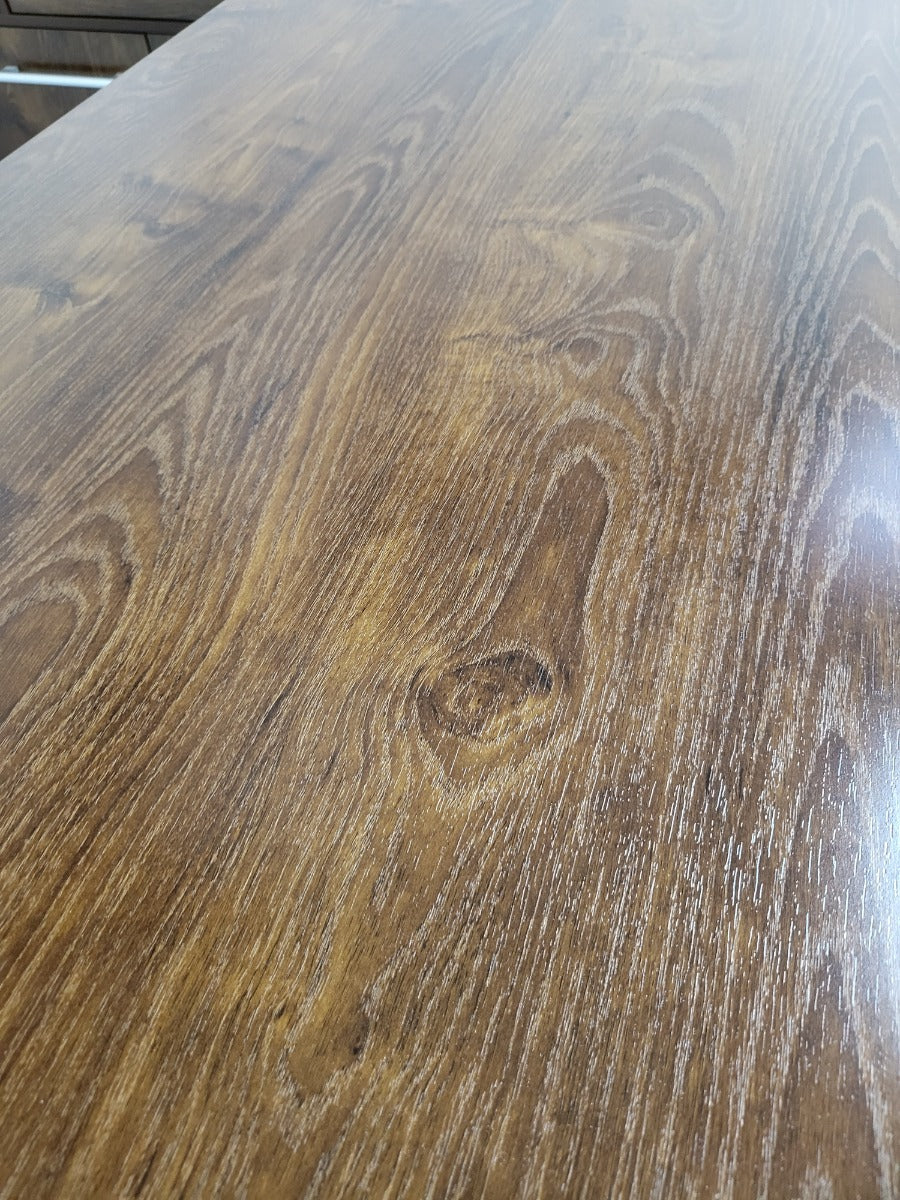 Dark Oak Executive Office Desk with Desk High Side Return and Pedestal - 2200mm - 8871