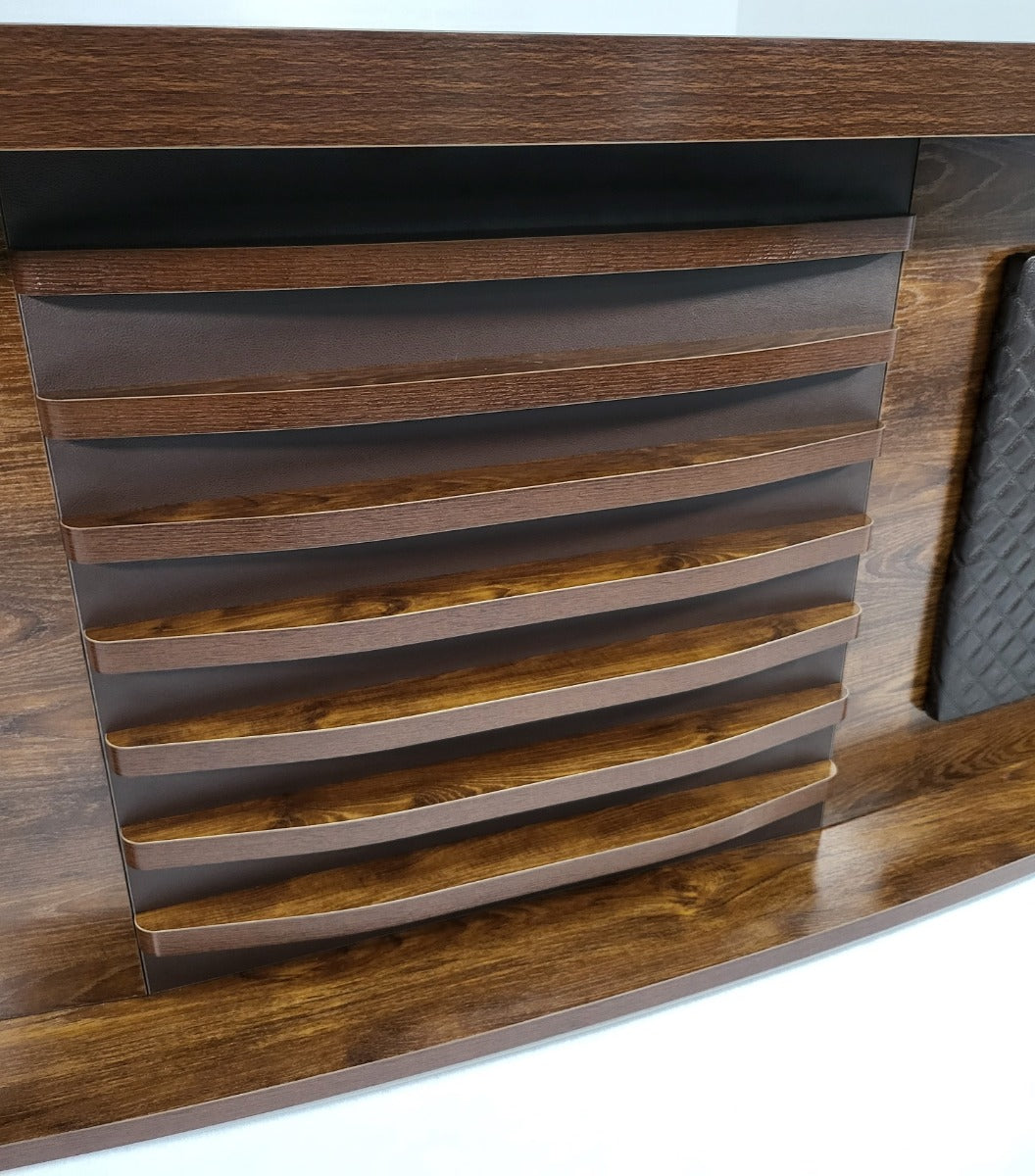 Dark Oak Curved Executive Office Desk with Mobile Return and Pedestal - 2200mm - 8668