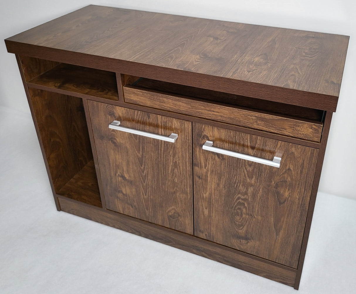 Dark Oak Executive Office Desk with Desk High Side Return and Pedestal - 2200mm - 8871