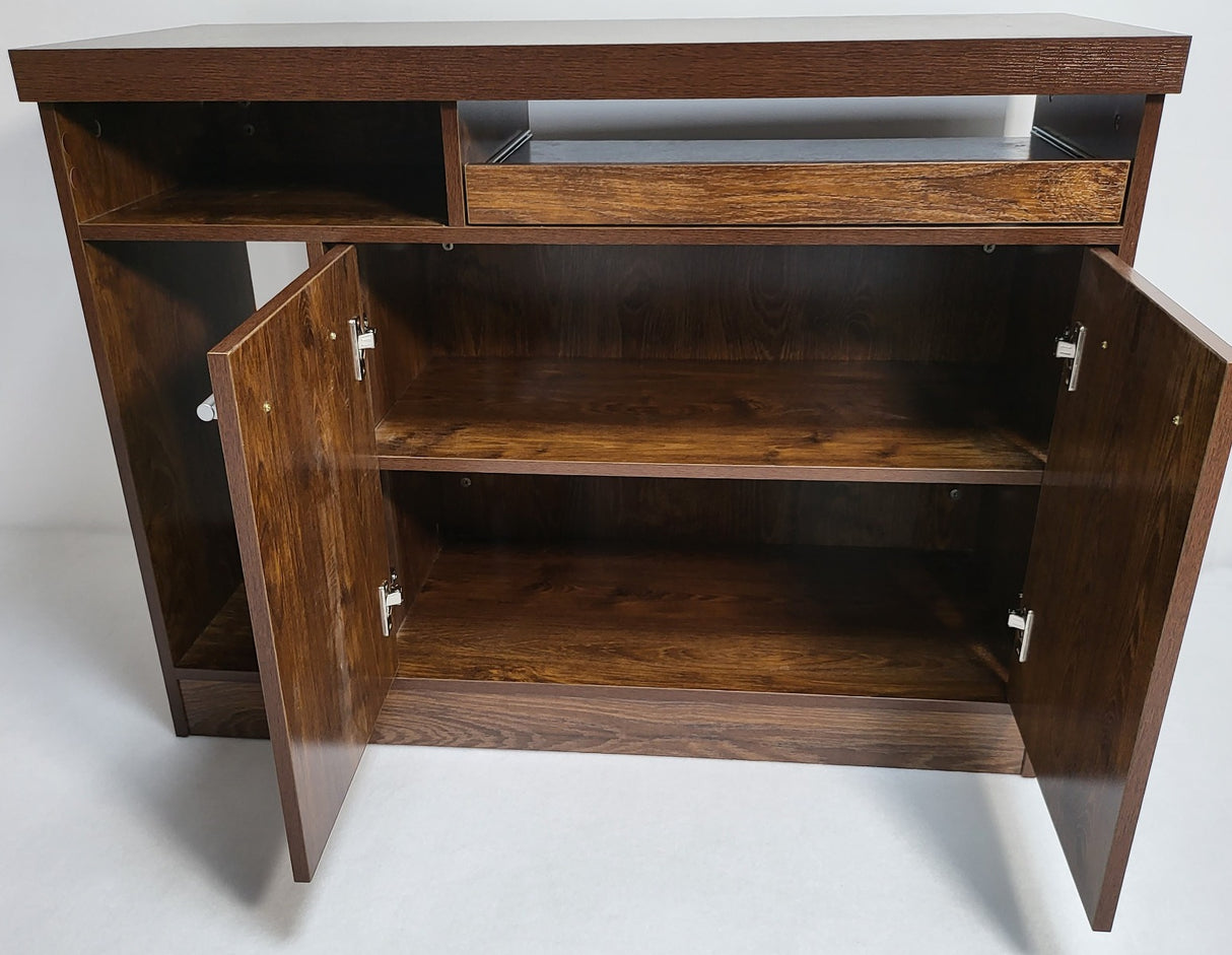 Dark Oak Executive Office Desk with Desk High Side Return and Pedestal - 2200mm - 8871