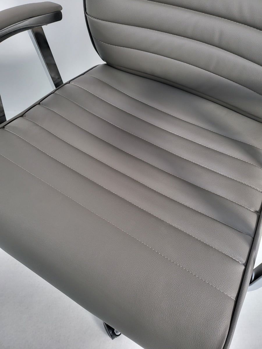 Modern High Back Grey Leather Executive Office Chair - 908A