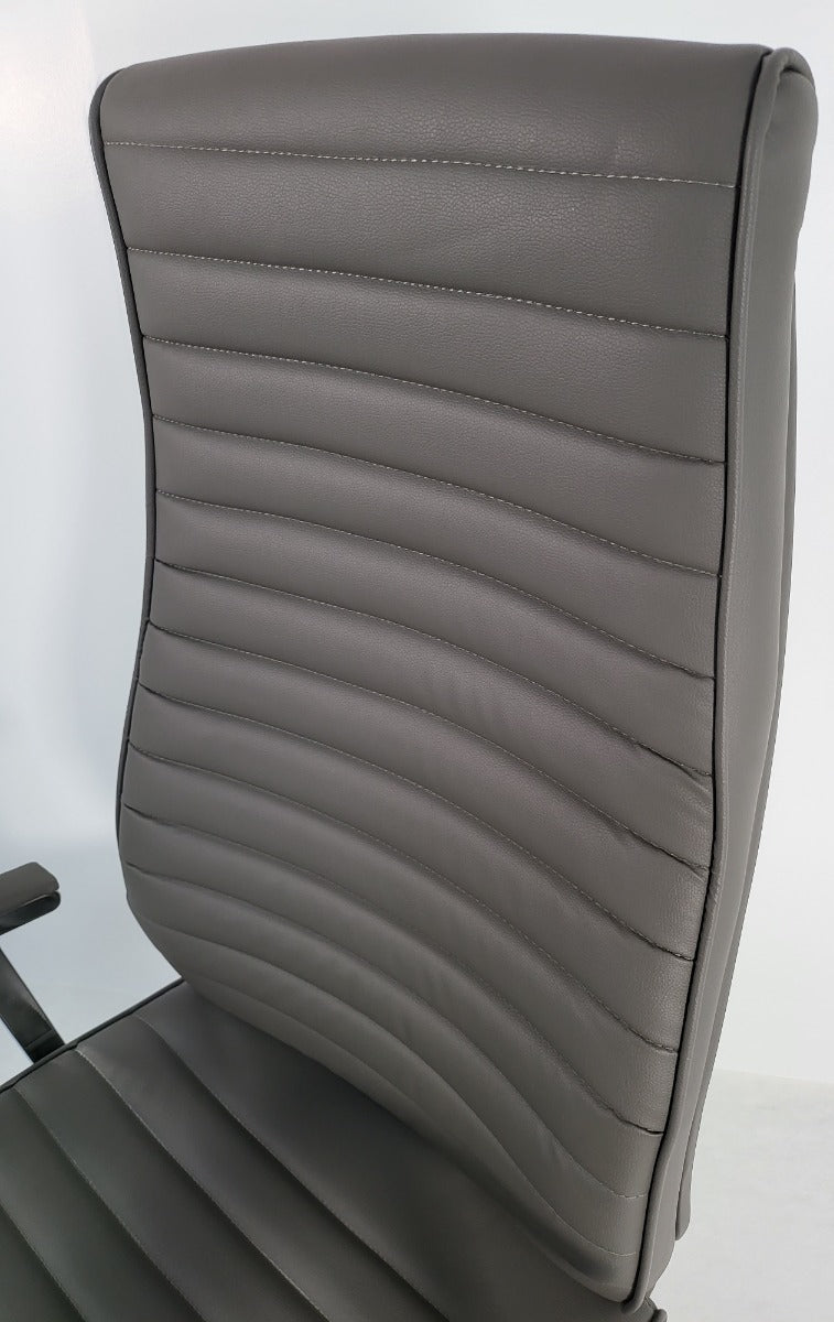 Modern High Back Grey Leather Executive Office Chair - 908A