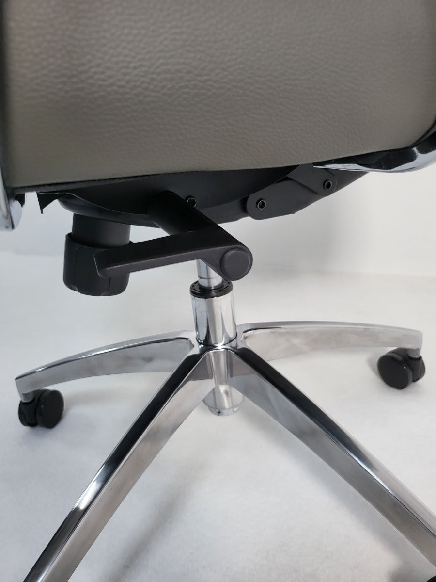 Modern High Back Grey Leather Executive Office Chair - 908A