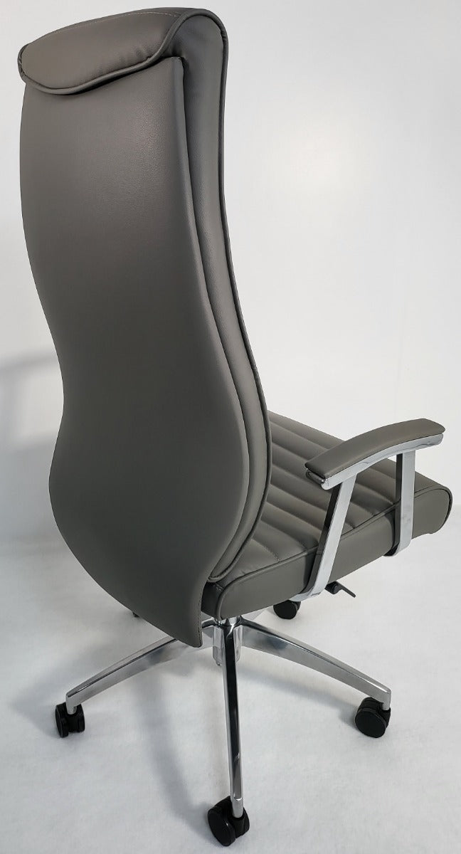 Modern High Back Grey Leather Executive Office Chair - 908A