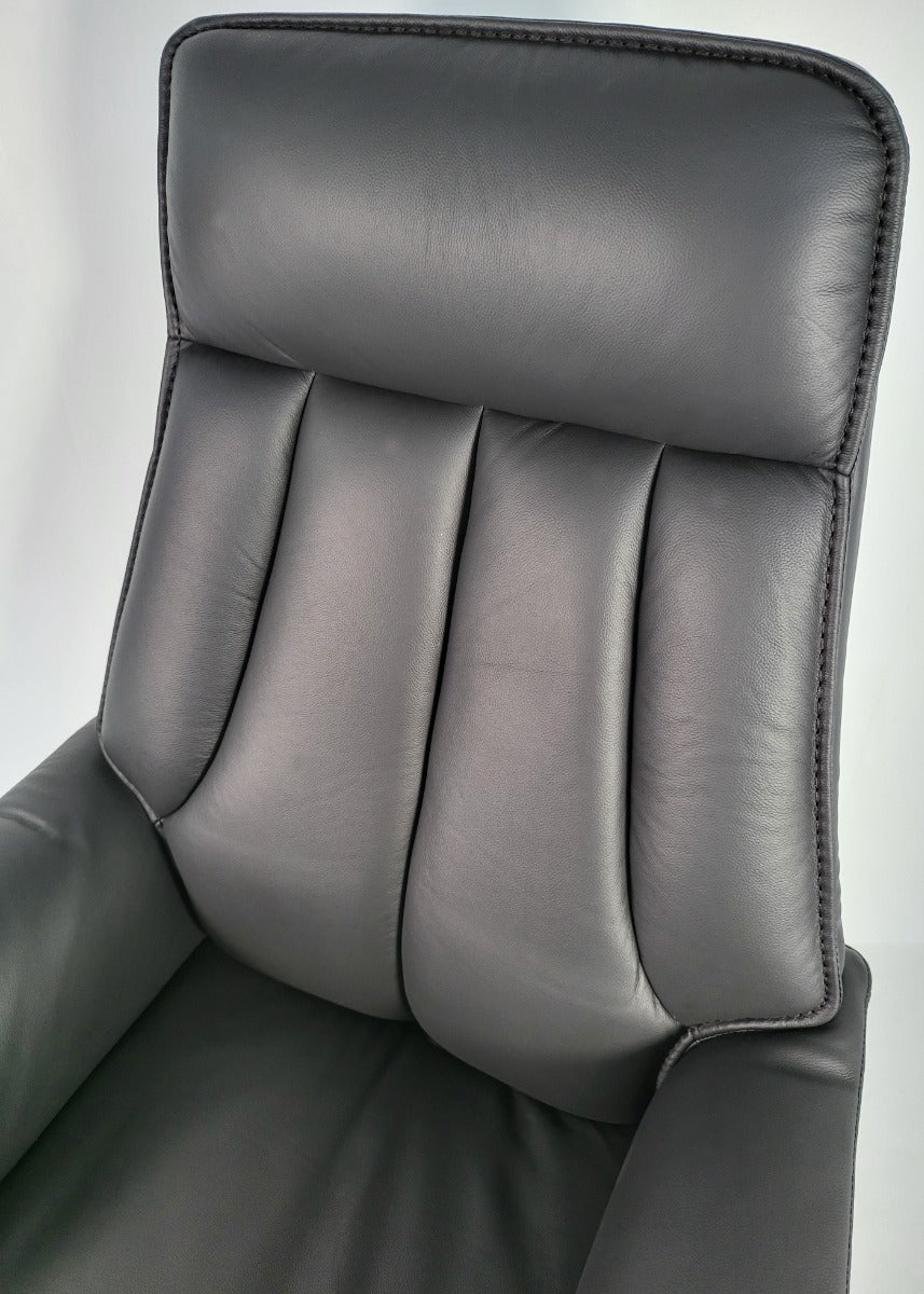 Traditional Genuine Hide Black Leather High Back Executive Office Chair - KW-8612