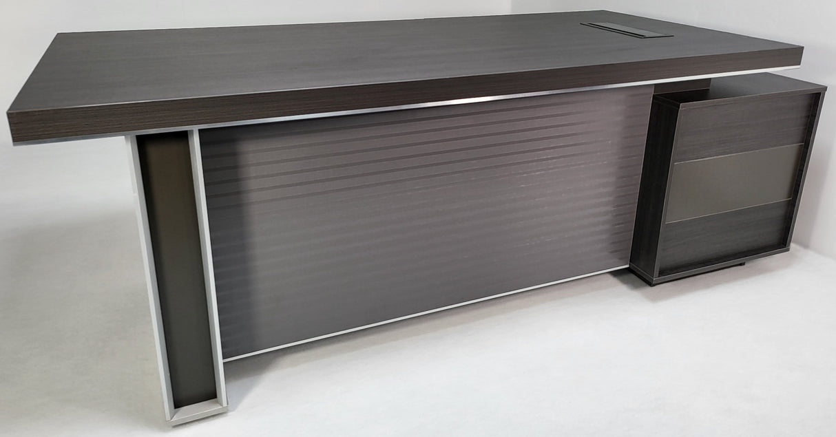 Modern Grey Oak Corner Executive Office Desk - 2000mm - WS-D11