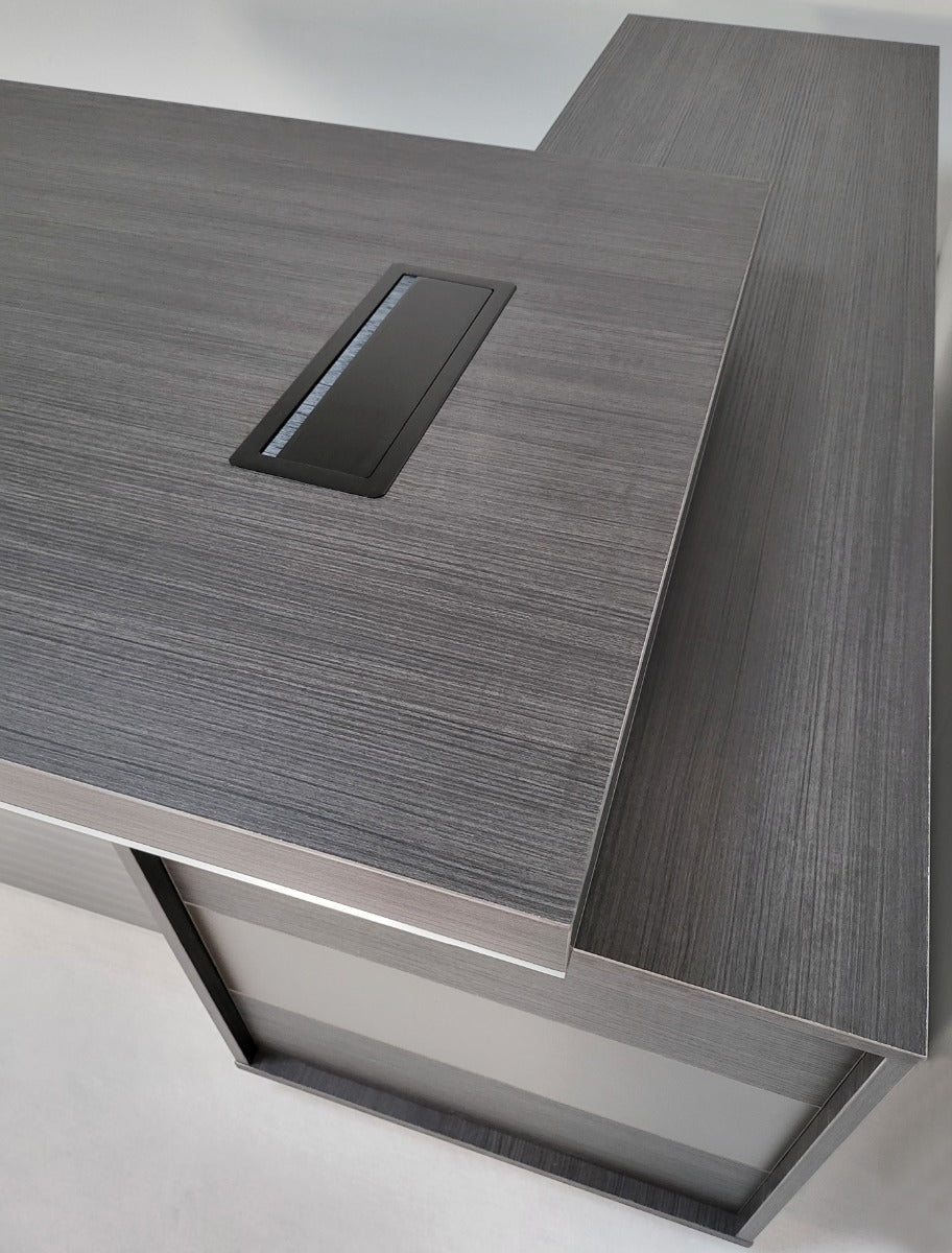 Modern Grey Oak Corner Executive Office Desk - 2000mm - WS-D11