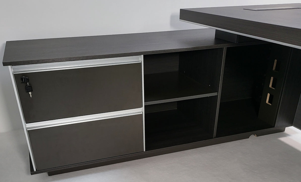 Modern Grey Oak Corner Executive Office Desk - 2000mm - WS-D11