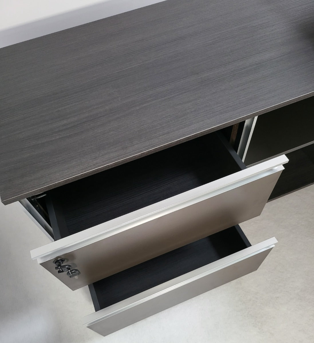 Modern Grey Oak Corner Executive Office Desk - 2000mm - WS-D11