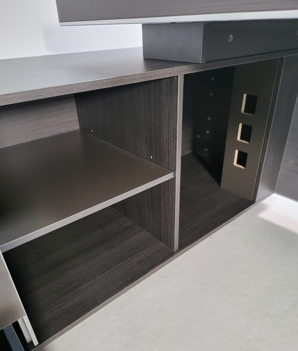 Modern Grey Oak Corner Executive Office Desk - 1800mm - WS-D11