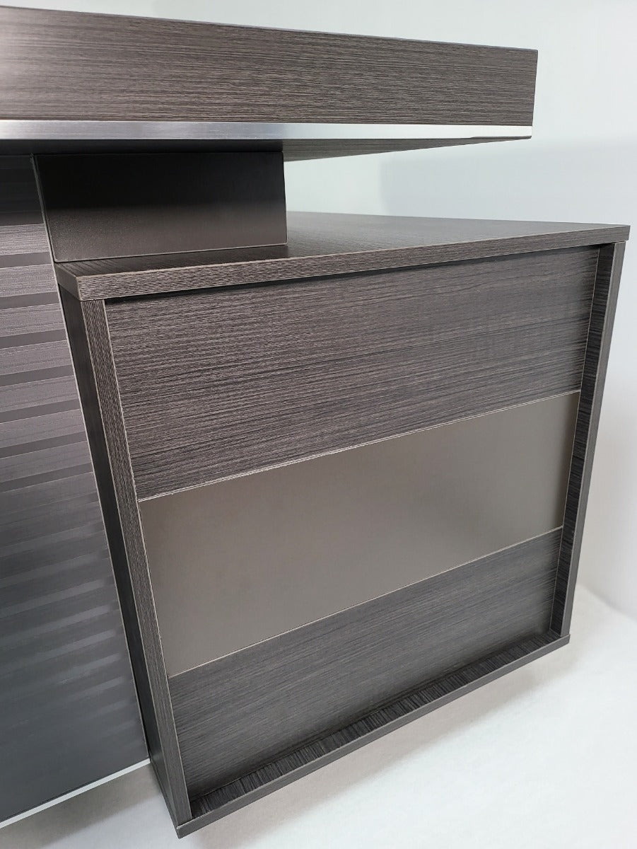 Modern Grey Oak Corner Executive Office Desk - 2000mm - WS-D11