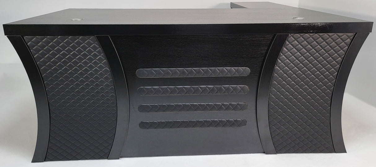 Modern Black Ash Executive Office Desk with Stylish Modesty Panel with Mobile Pedestal and Desk Level Return - 1800mm - 8674