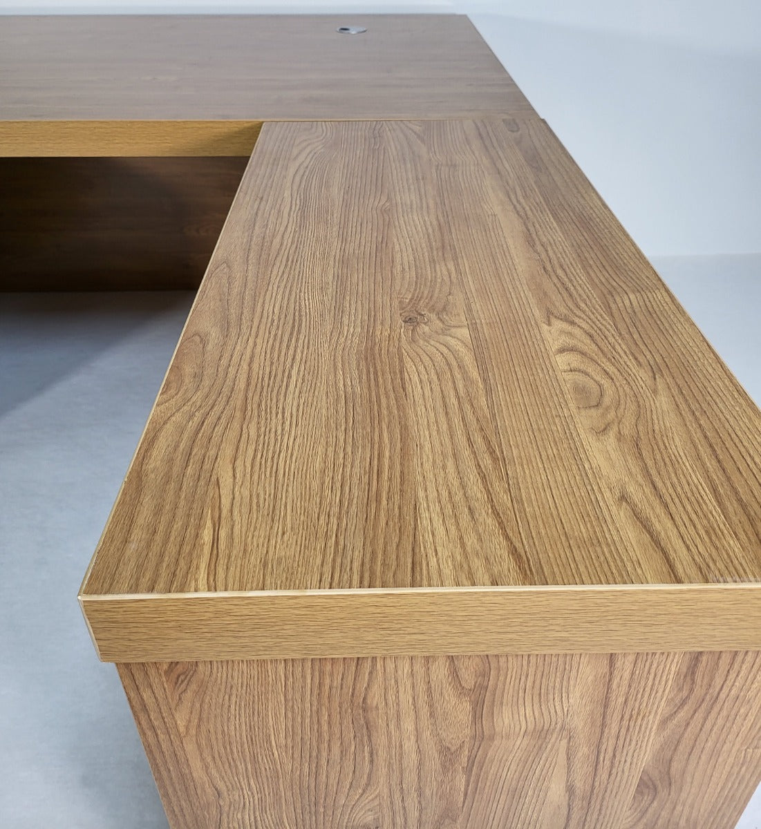 Modern Oak Executive Office Desk with Stylish Modesty Panel with Mobile Pedestal and Desk Level Return - 1800mm - 8674