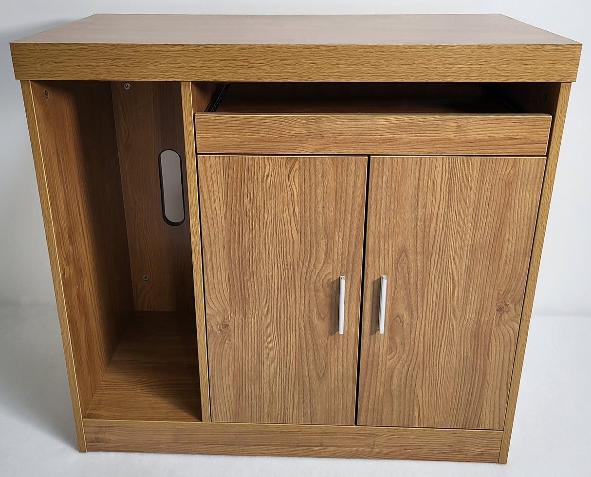 Modern Oak Executive Office Desk with Stylish Modesty Panel with Mobile Pedestal and Desk Level Return - 1800mm - 8674