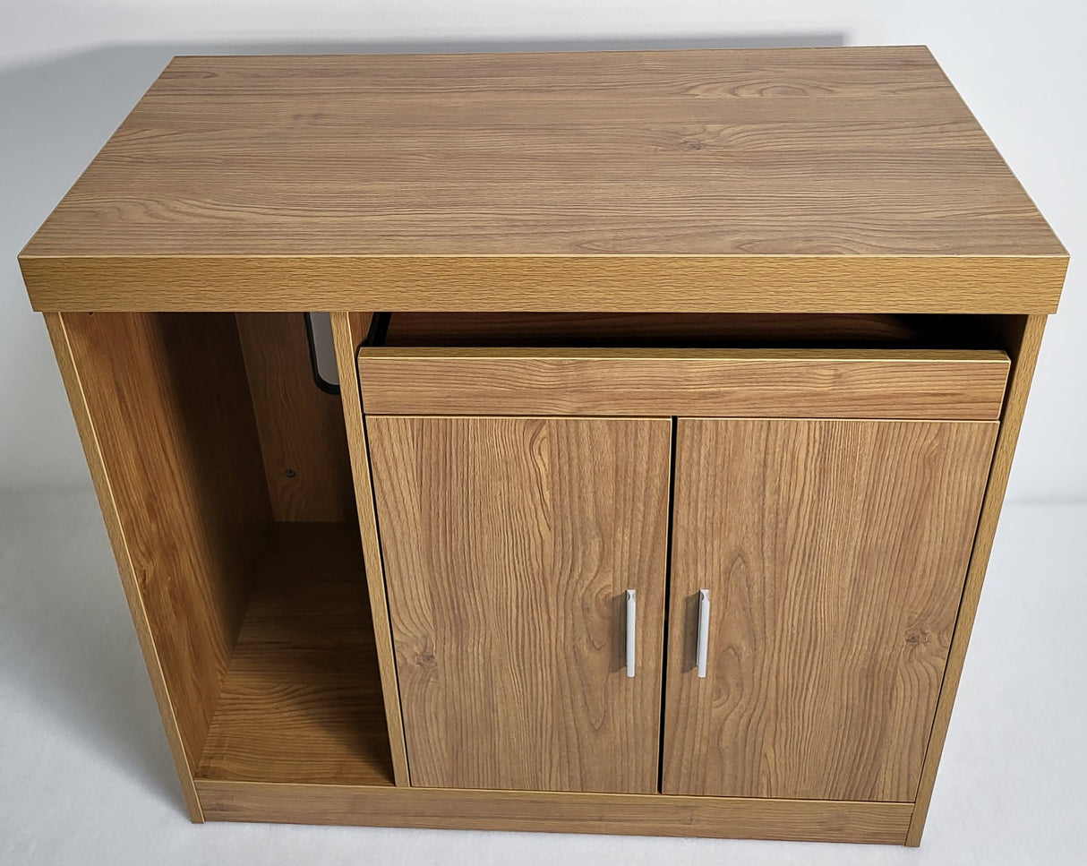 Modern Oak Executive Office Desk with Stylish Modesty Panel with Mobile Pedestal and Desk Level Return - 1800mm - 8674