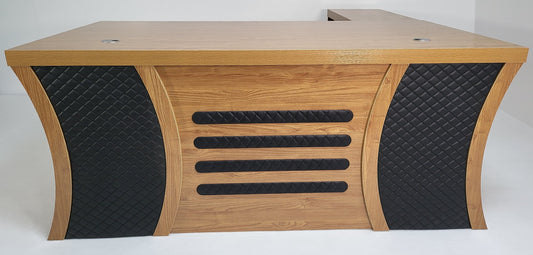 Modern Oak Executive Office Desk with Stylish Modesty Panel with Mobile Pedestal and Desk Level Return - 1800mm - 8674