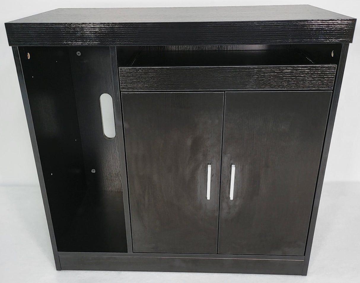 Modern Black Ash Executive Office Desk with Stylish Modesty Panel with Mobile Pedestal and Desk Level Return - 1800mm - 8674