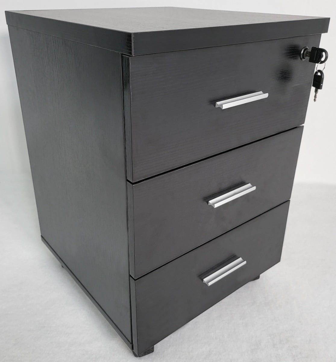 Modern Black Ash Executive Office Desk with Stylish Modesty Panel with Mobile Pedestal and Desk Level Return - 1800mm - 8674