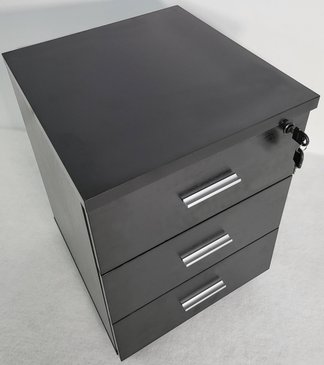 Modern Black Ash Executive Office Desk with Leather Panelling with Mobile Pedestal and Desk Level Return - 1800mm - 8690