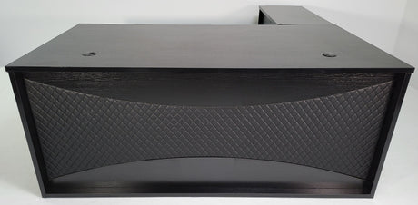 Modern Black Ash Executive Office Desk with Leather Panelling with Mobile Pedestal and Desk Level Return - 1800mm - 8690