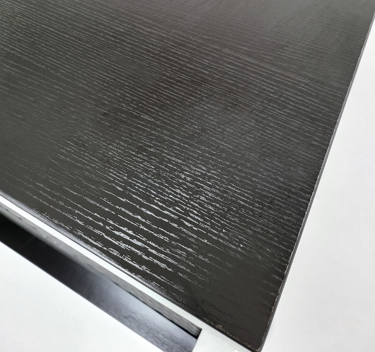 Modern Black Ash Executive Office Desk with Leather Panelling with Mobile Pedestal and Desk Level Return - 2000mm - 8690