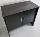 Modern Black Ash Executive Office Desk with Leather Panelling with Mobile Pedestal and Desk Level Return - KW-8690-1800mm