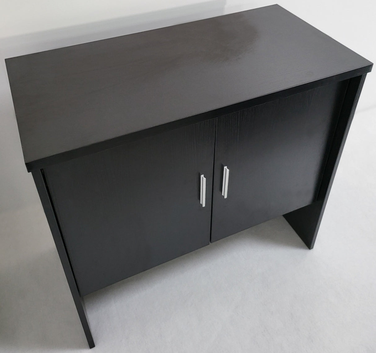 Modern Black Ash Executive Office Desk with Leather Panelling with Mobile Pedestal and Desk Level Return - 2000mm - 8690
