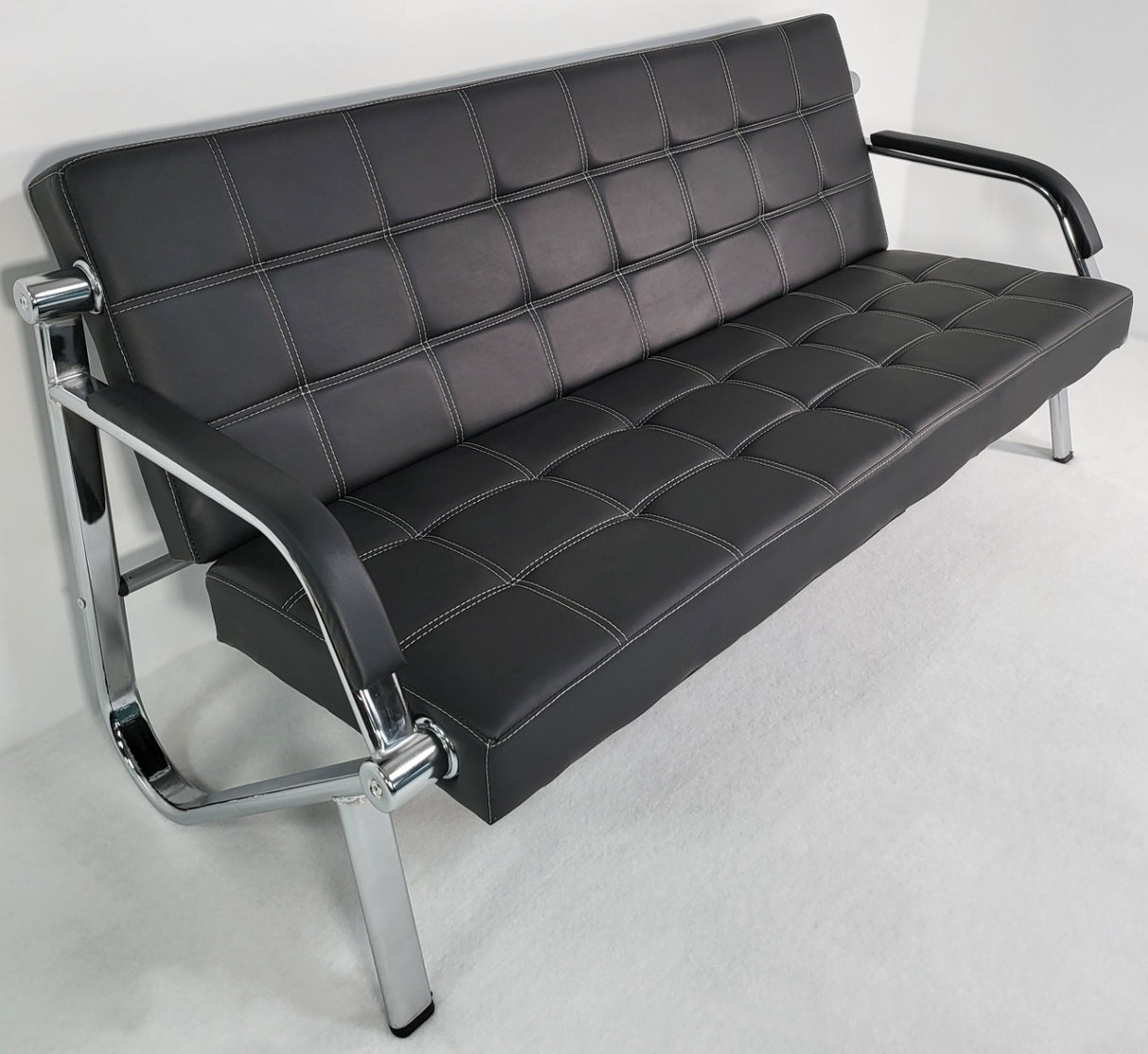 Black Leather Breakout Reception Sofa - 1 & 3 Seat Available