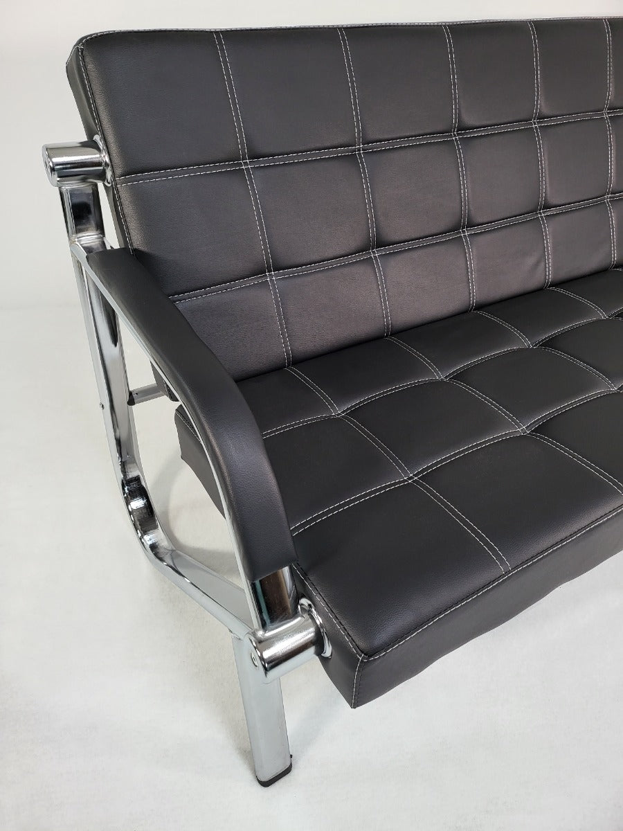 Black Leather Breakout Reception Sofa - 1 & 3 Seat Available