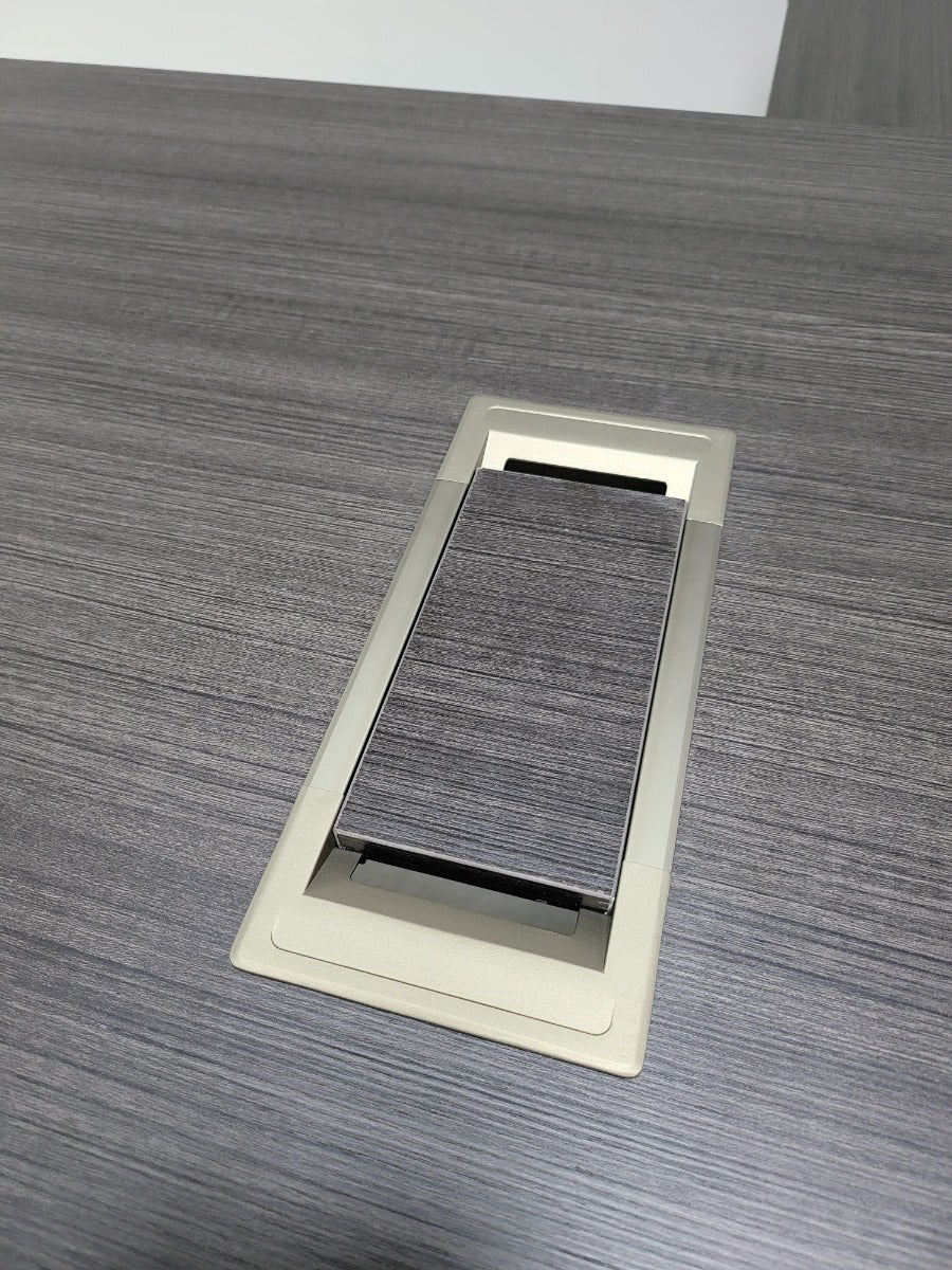 Large Modern Grey Oak Corner Executive Office Desk with Built in Storage - 2400mm - BWJ-HD0224