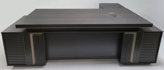 Large Modern Grey Oak Corner Executive Office Desk with Built in Storage - 2400mm - BWJ-HD0224