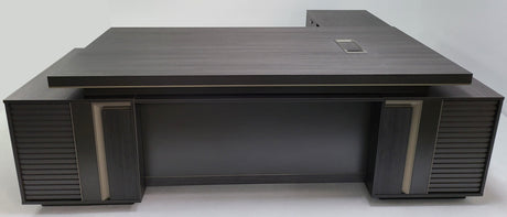 Large Modern Grey Oak Corner Executive Office Desk with Built in Storage - 2800mm -BWJ-HD0128