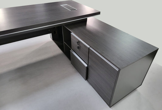 Stylish Grey Oak Corner Executive Office Desk - 1600mm, 1800mm, 2000mm - DG07-04