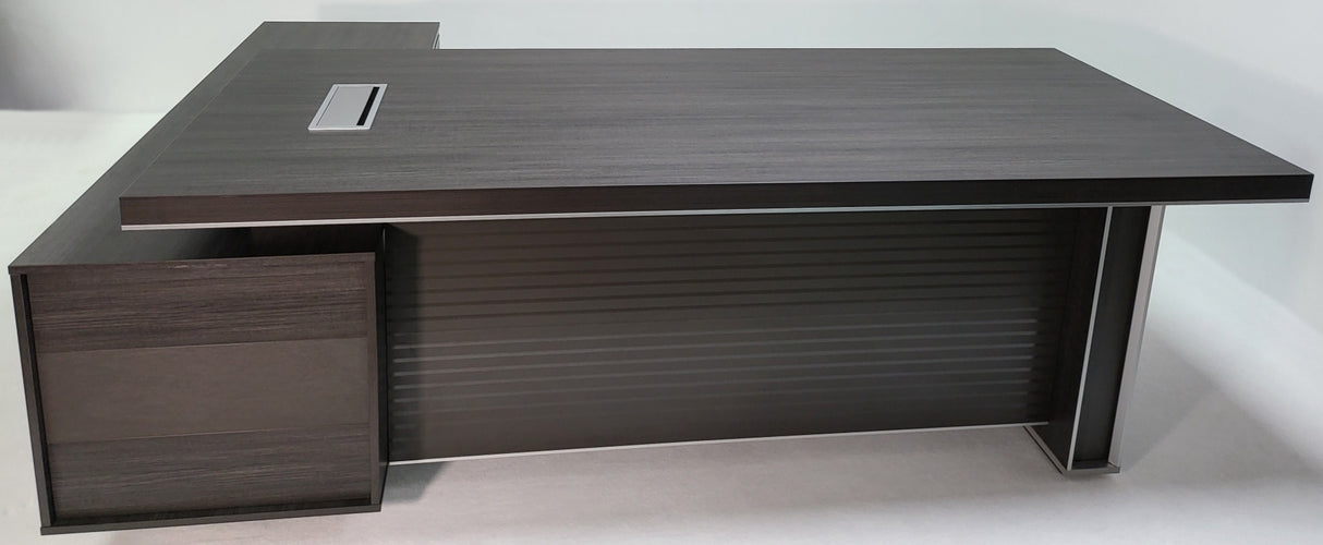 Large Stylish Grey Oak Right Hand Corner Executive Office Desk with Built in Storage - Ex-Showroom - 2400mm - BJS-D1124