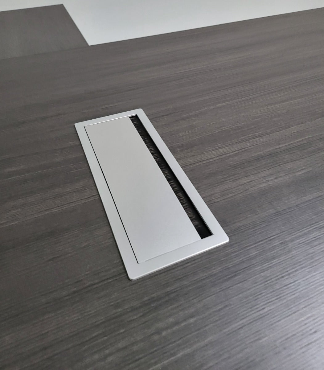 Large Stylish Grey Oak Right Hand Corner Executive Office Desk with Built in Storage - Ex-Showroom - 2400mm - BJS-D1124