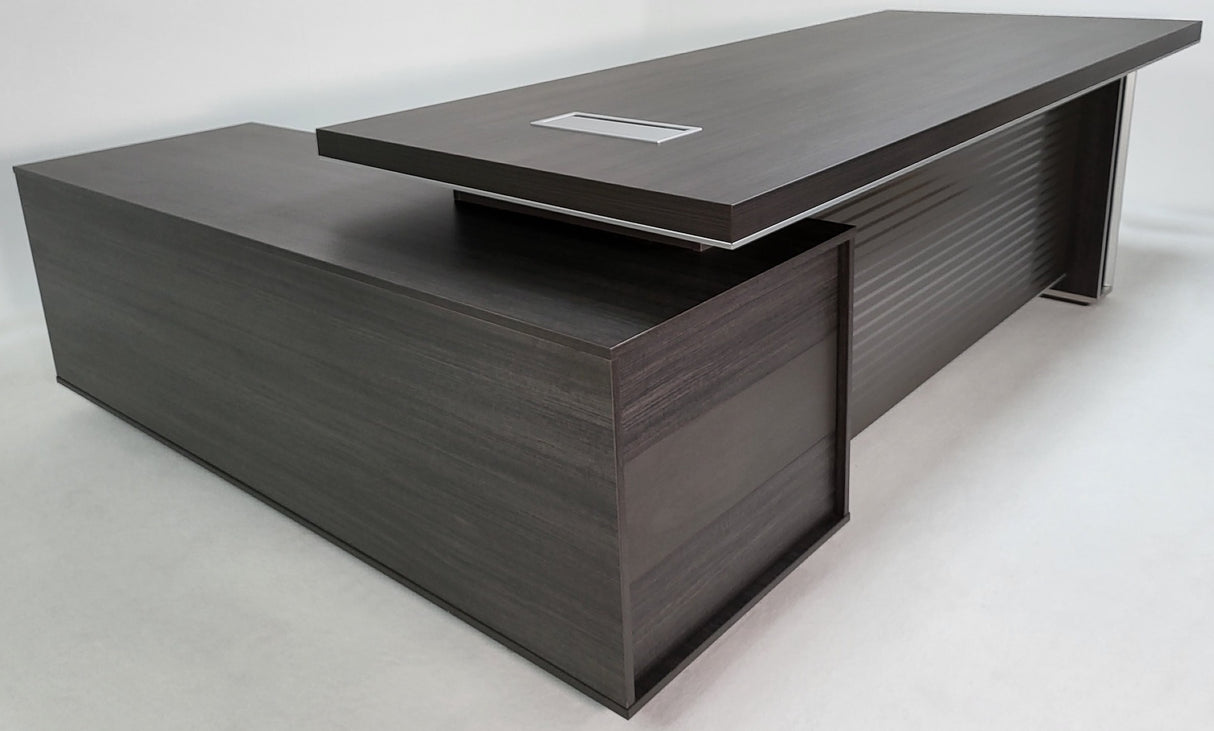 Large Stylish Grey Oak Right Hand Corner Executive Office Desk with Built in Storage - Ex-Showroom - 2400mm - BJS-D1124