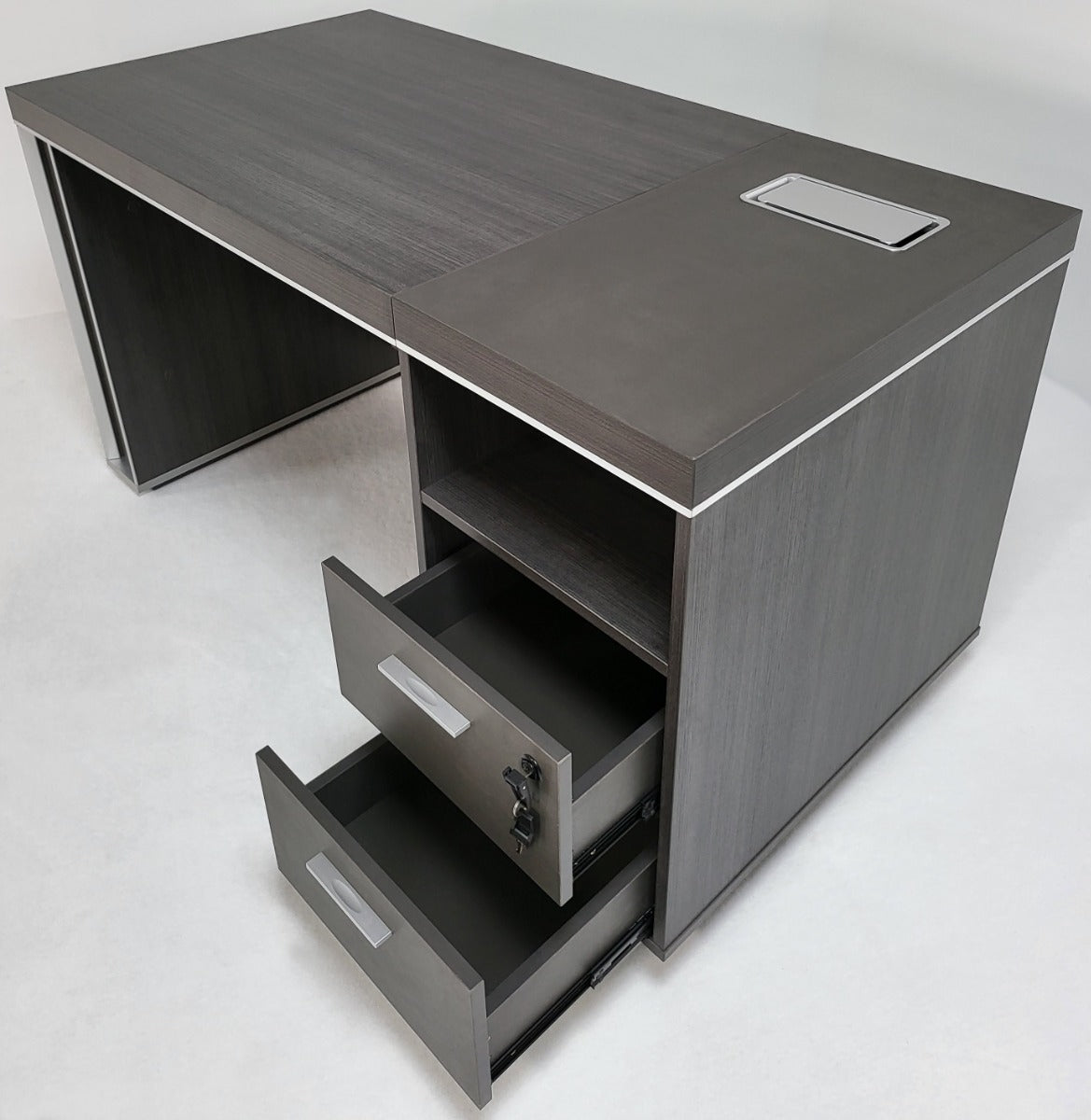 Modern Grey Oak Executive Office Desk with Built in Storage - 1400mm - BJS-X1514