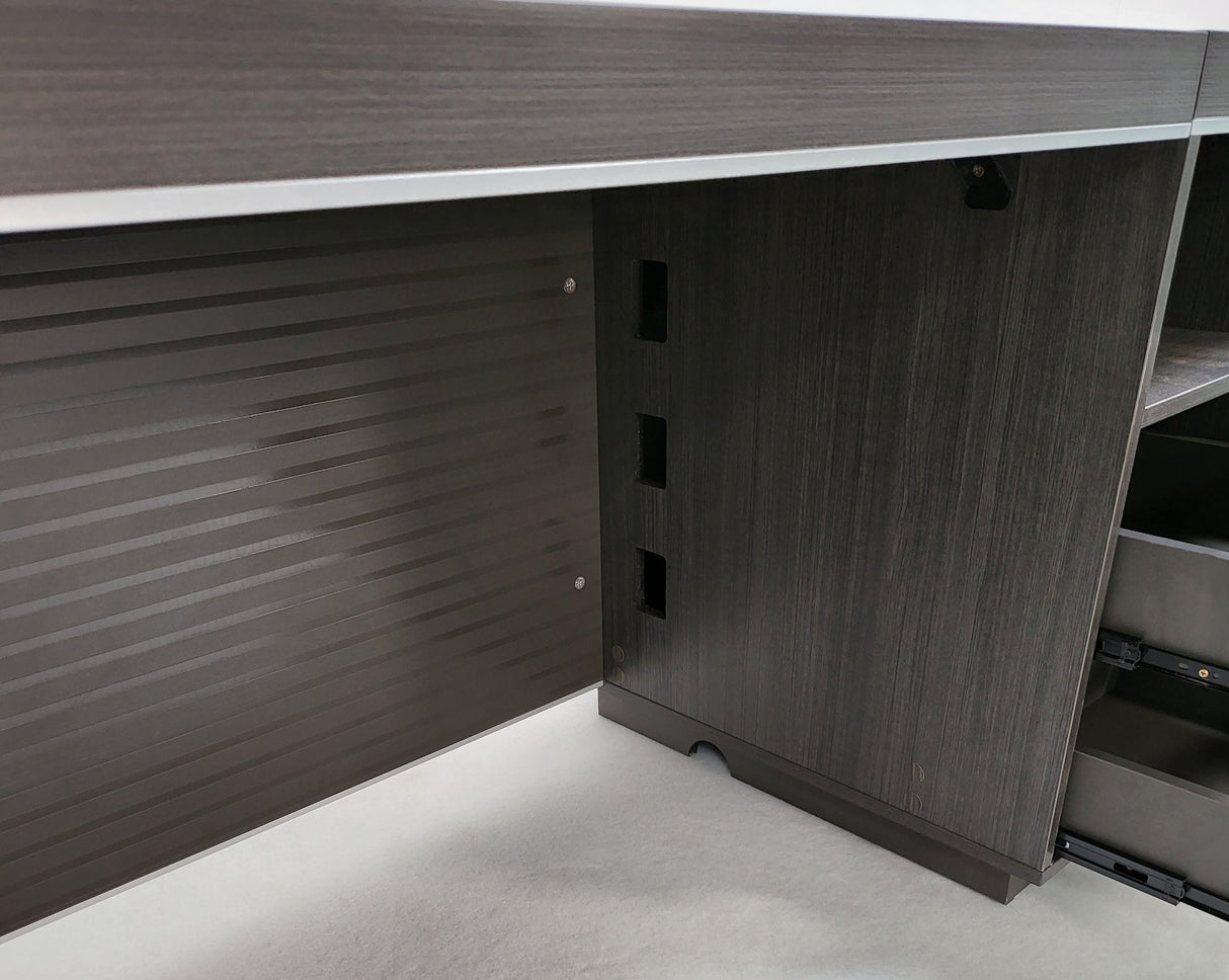 Modern Grey Oak Executive Office Desk with Built in Storage - 1400mm - BJS-X1514