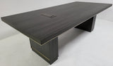 Heavy Duty 2000mm Grey Oak Executive Boardroom Table with Aluminum Edging - HC0320