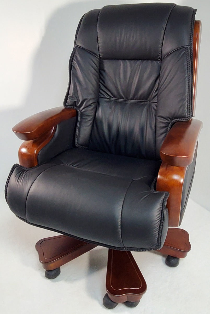 Real Italian Black Leather Executive Heavy Duty Office Chair -  A771