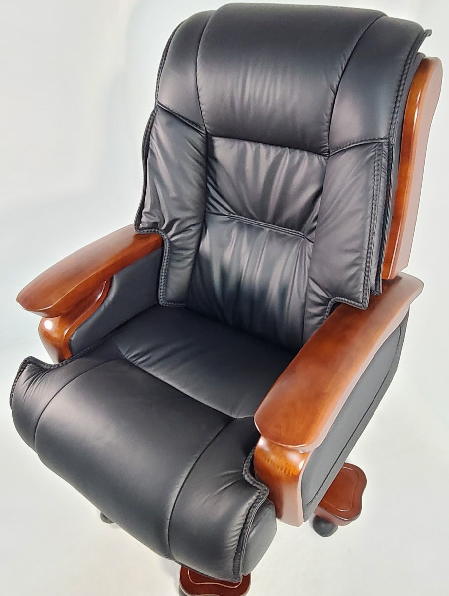 Real Italian Black Leather Executive Heavy Duty Office Chair -  A771