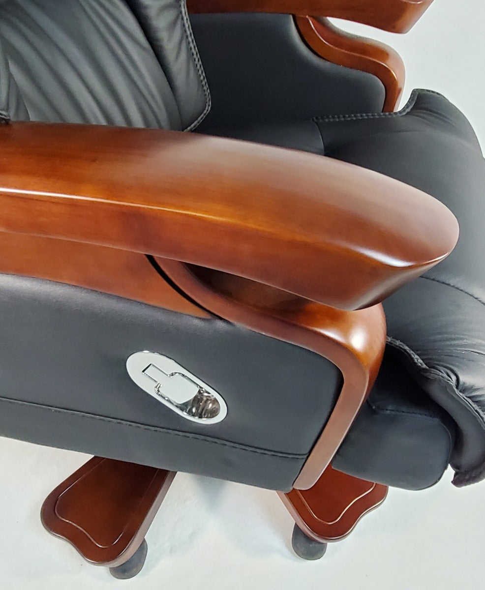 Real Italian Black Leather Executive Heavy Duty Office Chair -  A771