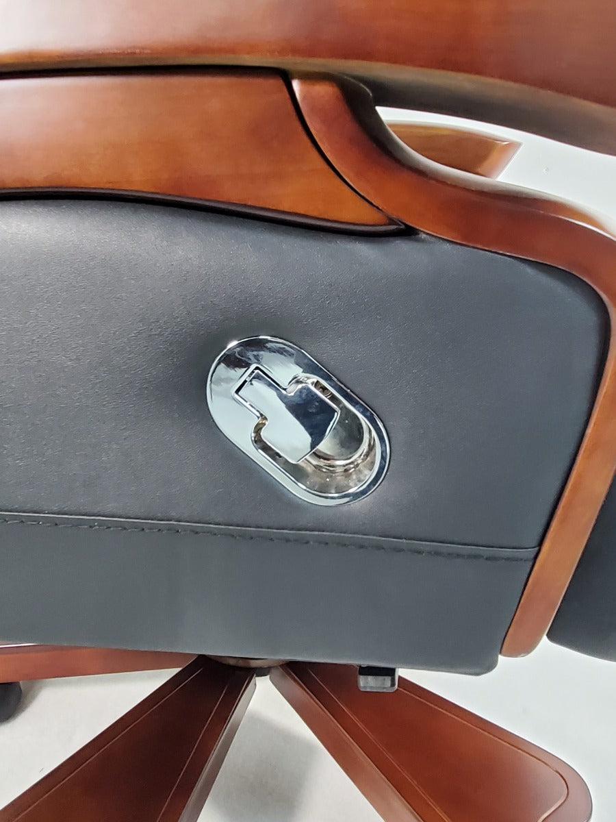 Real Italian Black Leather Executive Heavy Duty Office Chair -  A771