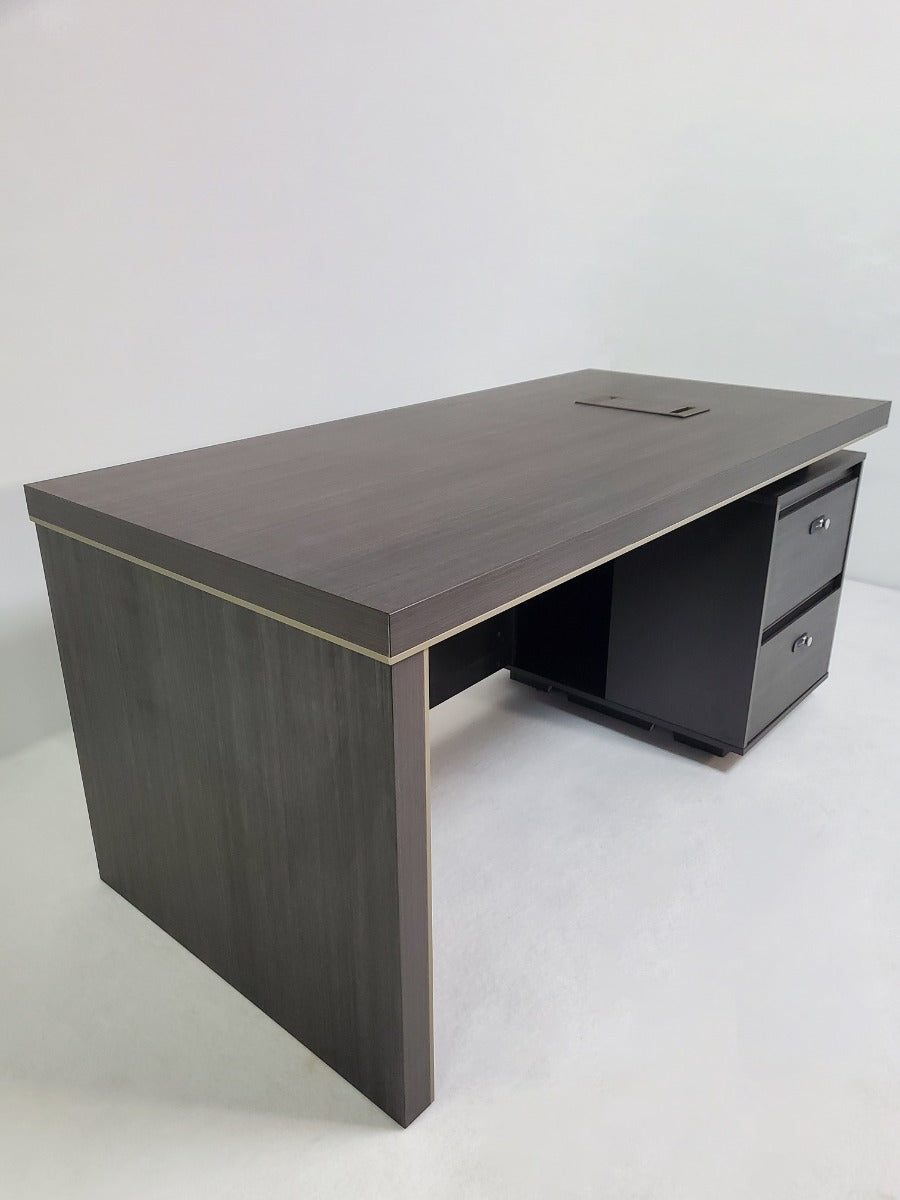 Modern Grey Oak Straight Executive Office Desk with Built in Storage - 1600mm or 1800mm - BWJ-HD05